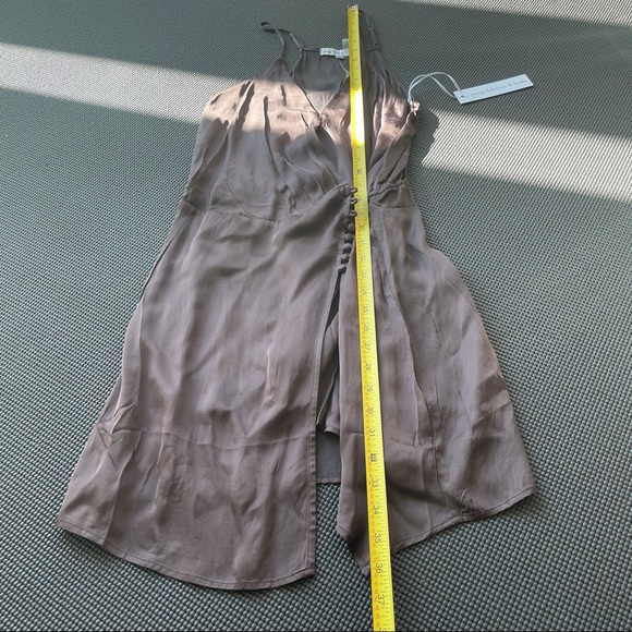 Young Fabulous & Broke Jameson Satin Mini Wrap Slip Dress Brown - Picture 7 of 8